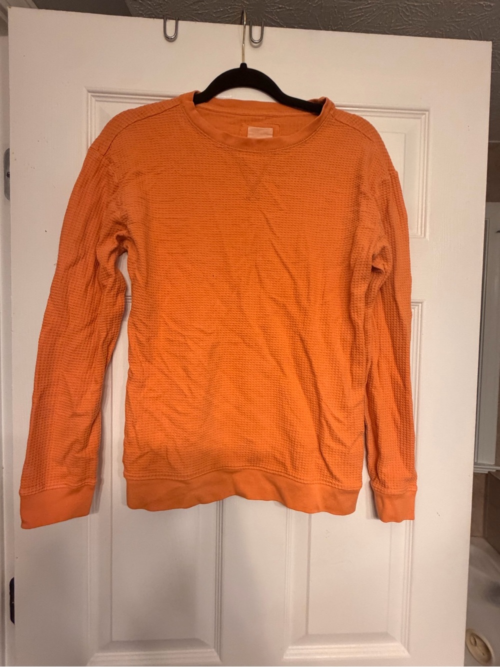 Cat & Jack Orange Waffle Knit Long Sleeve Top L 12–14